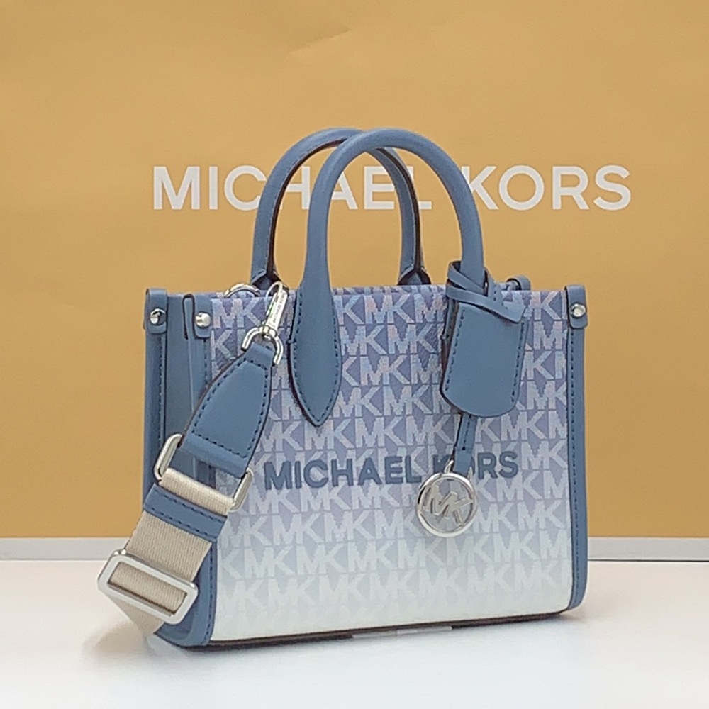 Michael Kors Mirella Extra-Small Ombré Logo Crossbody XBODY ShopperBag Denim NWT